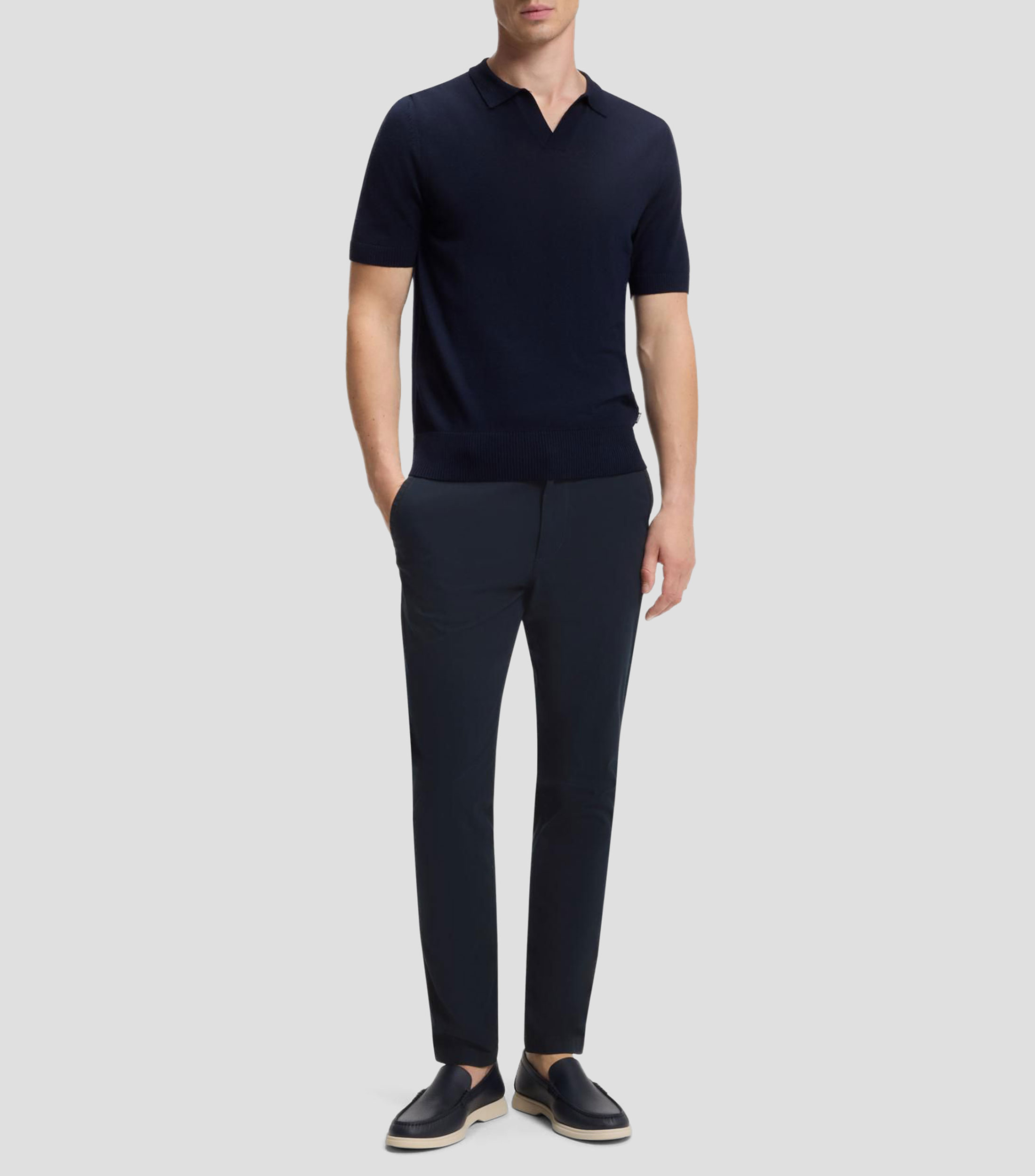 Pantalones slim fit en dobby de algodón elástico Hombre